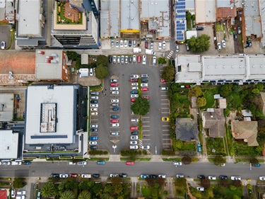 Ariel view of carpark