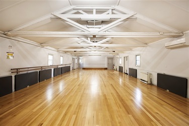 Looking down the length of the Briar Hill Community Hall