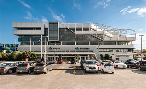 Full view of 1 Flintoff Street Greensborough complex featuring Council offices and WaterMarc