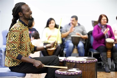 The Knowing Project is an immersive drumming workshop and performance led by facilitator Lamine Sonko, and includes traditional rhythm and song from Senegal. The group explores the transformative power of cultural traditions where the universal language of music bridges divides and fosters a sense of interconnectedness and understanding of the cultural tapestry that unites us all.