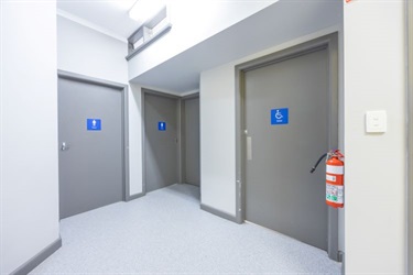 Accessible toilet entry.