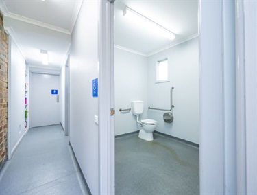 Accessible toilet and entry.