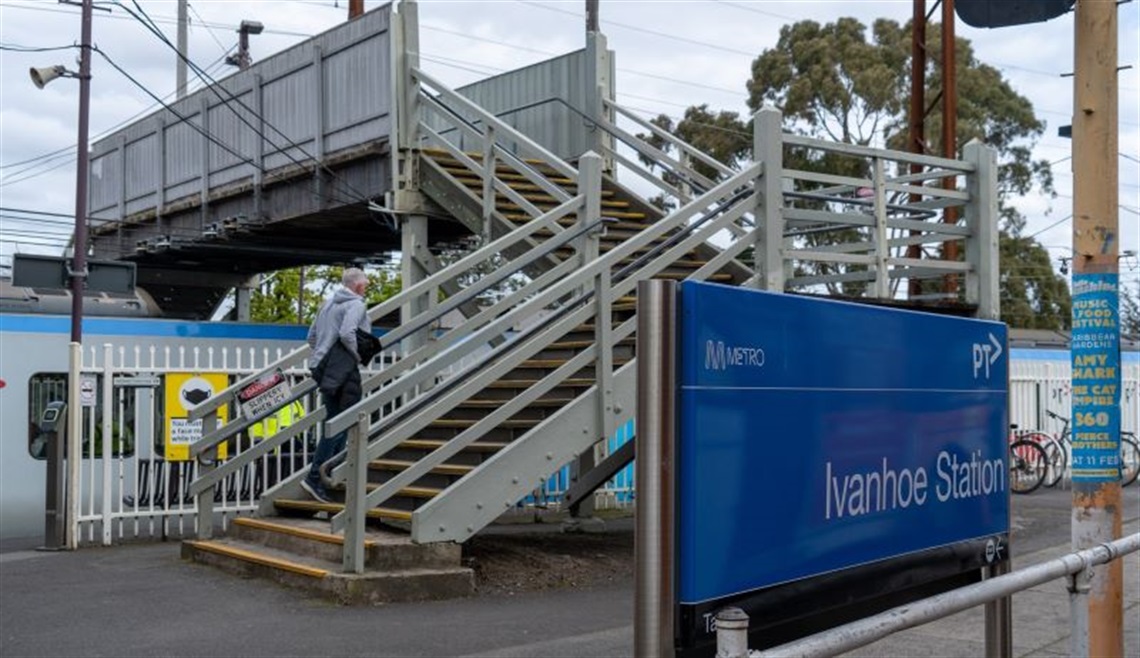 Ivanhoe Train Station exterior view.