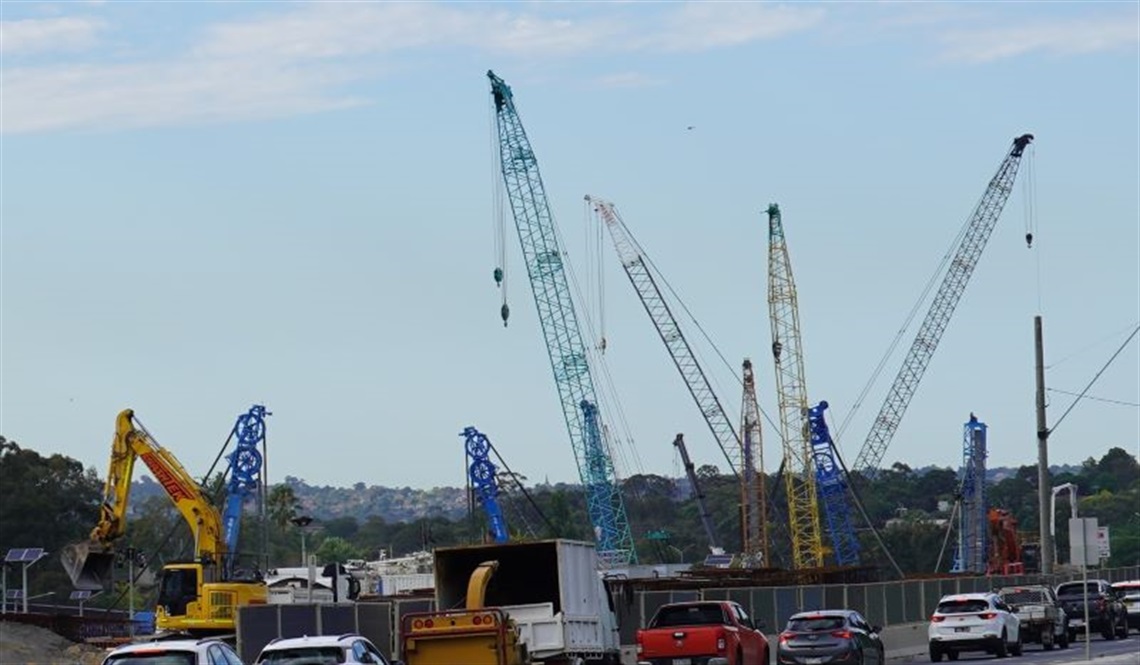 Current construction progress on the North East Link project.