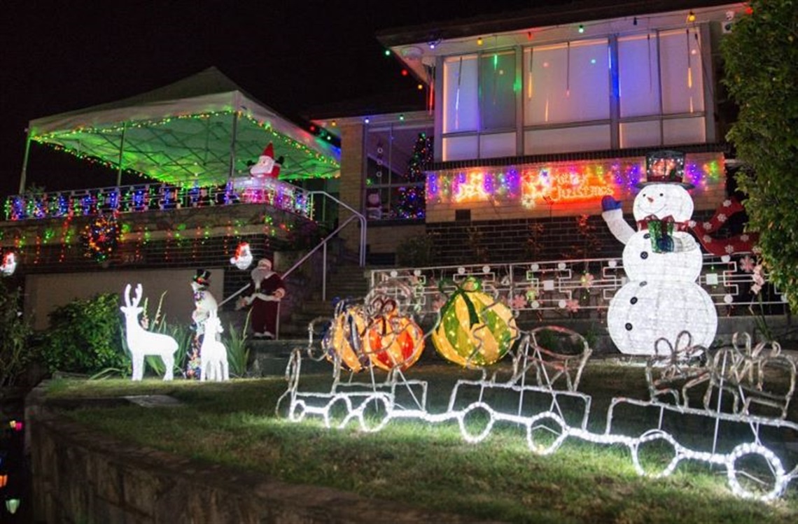 Christmas lights on a private home